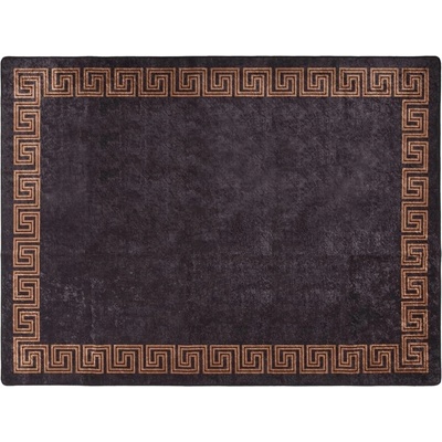 Перящ се килим, черно и златисто, 400x300 см, противоплъзгащ