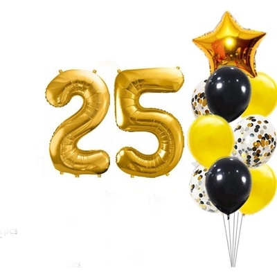 Balónkový set zlatočerný číslo 25