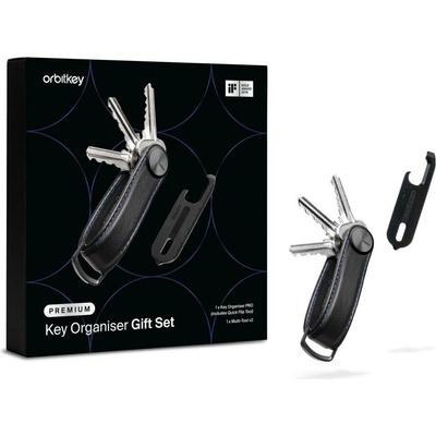 Klíčenka Orbitkey Pro Black s modrým prošíváním + Multitool - limitovaná edice
