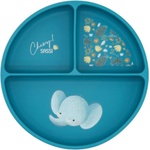 Sassi Junior Силиконова чиния с вакуум Sassi - Chewy The Elephant, синя (SSSI0658)