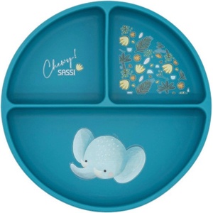Sassi Силиконова чиния с вакуум Sassi - Chewy The Elephant, синя (SSSI0658)
