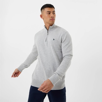 Jack Wills Пуловер Jack Wills Funnel Neck Half Zip Jumper Men - Lt Ash Marl