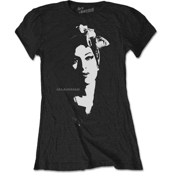 RockOff Dámske bavlnené tričko Amy Winehouse Portrét čierne