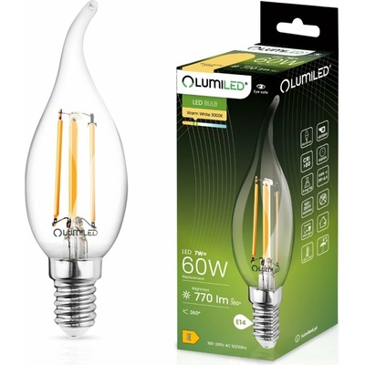 Lumiled Dekoratívna LED žiarovka E14 BA35 7W = 60W 770lm 3000K Teplá 360° Dekoratívny plameň