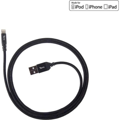 Torrii KeVable Lightning to USB (1 meter) - изключително здрав кевларен Lightning кабел за iPhone, iPad, iPod с Lightning (1 метър) (черен)