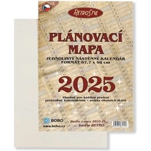 Plánovací roční mapa Retro skládaná nástěnný 2025