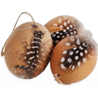 Lepaso Vajíčka reálná/peří 6ks/6cm natural