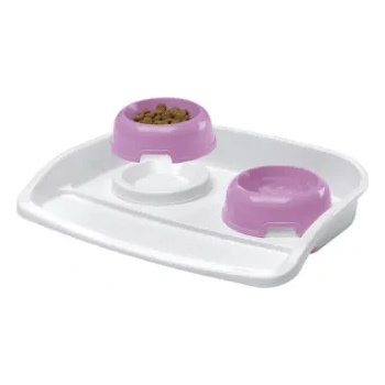 Ferplast Maxi Lindo - Комплект за хранене за кучета и котки, поставка с две купи за храна и вода х 500 мл