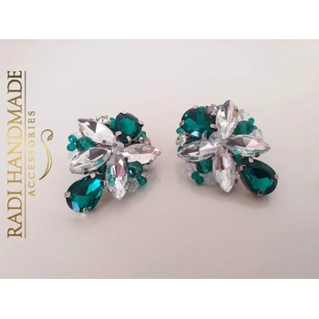 Image 1 of Radi handmade Елегантни обици със зелени и сребристи камъни (400 Рћ)