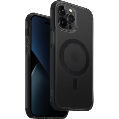 Uniq Combat MagClick Case - хибриден удароустойчив кейс за с MagSafe за iPhone 14 Pro Max (черен-прозрачен)