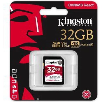 Kingston Canvas React SDHC 32GB UHS-I/C10/V30/A1 SDR/32GB