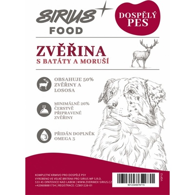 Sirius Food Grain Free Adult zvěřina s batáty a morušemi 2 kg