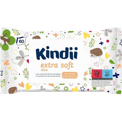 Kindii Extra Soft Aloe Dětské vlhčené utěrky 60 ks