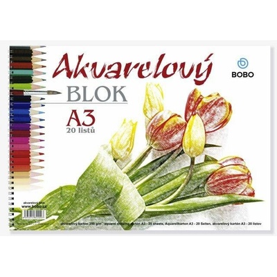 BOBO Akvarelový papír A3 20 listů - kroužková vazba