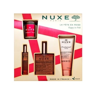 NUXE Happy In Pink подаръчен комплект Set 100 ml + 100 ml + 15 ml + 70 g