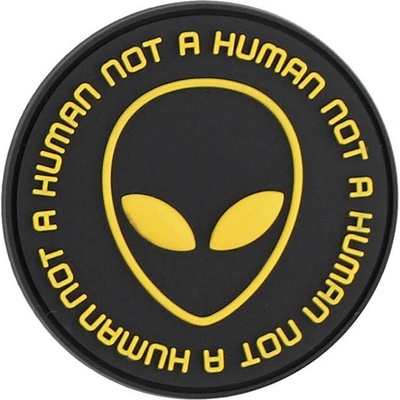 Gumová nášivka Fostex Not human - čierna-žltá