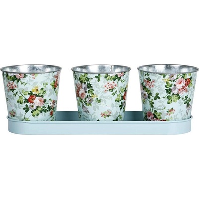 Esschert Design KOVOVÝ Kvetináč S MISKOU LEA 3KS 11X32X10,5 CM
