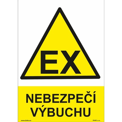 DUKO NEBEZPEČÍ VÝBUCHU Formát: 210 x 297 mm, Materiál: samolepící vinylová fólie