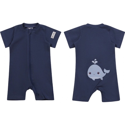 Moniel Dětský overal s krátkým rukávem Velryba Navy Blue modrá – Zboží Mobilmania