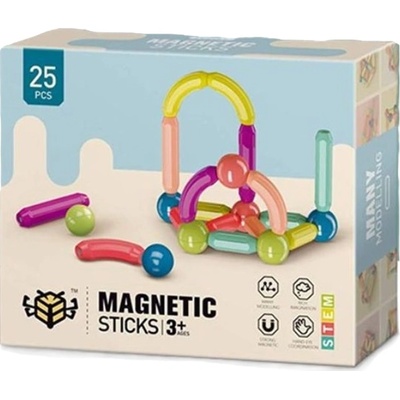 Smart Baby Магнитен конструктор Smart Baby - С топчета и пръчки, 25 части (ACT187-1)
