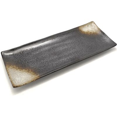 EDO Japan keramický talíř v japonském stylu s tmavým matným povrchem Chairo 27x11cm