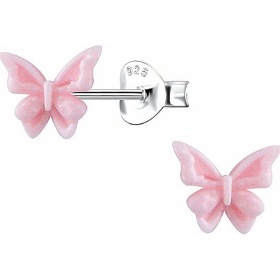 Nefertitis 36364 Stříbrné náušnice pecky Růžový motýl NF64783 7 mm 0,33 g