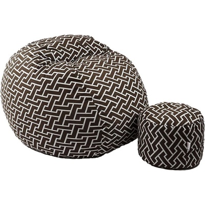 PUFRELAX Комплект Барбарон с табуретка за крака 700л. King Size, Zippity Brown, Перящ се калъф, Пълнеж с микс от мемори пяна и дунапрен, Гама Premium (PUF-M-KO-PT-ZIB)