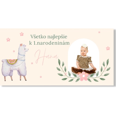 Personal Narodeninový banner s fotkou - Lama Rozmer banner: 130 x 65 cm
