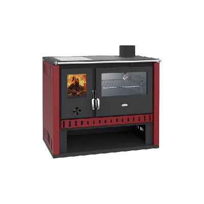 Sporák na tuhá paliva s teplovodním výměníkem PRITY GT W10 FI G DR, nerezová trouba, burgundy (Sporák na tuhá paliva s teplovodním výměníkem PRITY GT W10 FI G DR, nerezová trouba, burgundy, pravá)