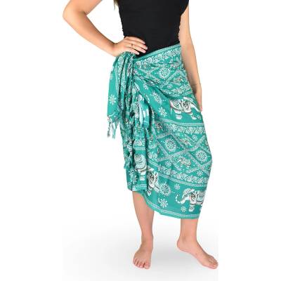 Thajsko Sarong Pareo BUN slonia karavána zelená