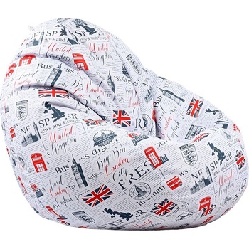 Image 1 of PUFRELAX Пуф, круша, 520л. , Nirvana Gigant - Good Old News, Водоустойчив, Перящ се калъф, Пълнеж от Полистиролни перли, принт, 8299 (PUF-G-NGG-TEXP-GON)