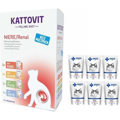 Kattovit Multipack Renal 12 x 85 g + ENZO VET Renal 6 x 100 g