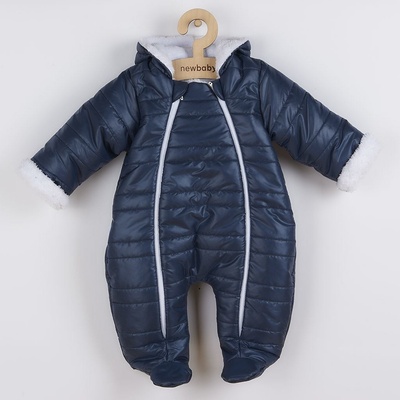 NEW BABY Zimná dojčenská kombinéza s kapucňou s uškami New Baby Pumi blue