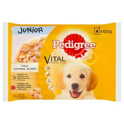 Pedigree Junior kuracie a morčacie mäso v želé 4 x 100 g