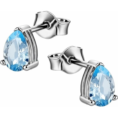 Zlaton Náušnice bílé zlato s modrým zirkonem pecky 0.7cm 1.5g 000410708121