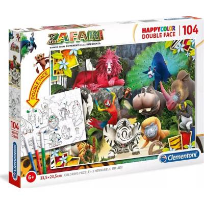 CLEMENTONI Oboustranné Zafari: V džungli 104 dílků