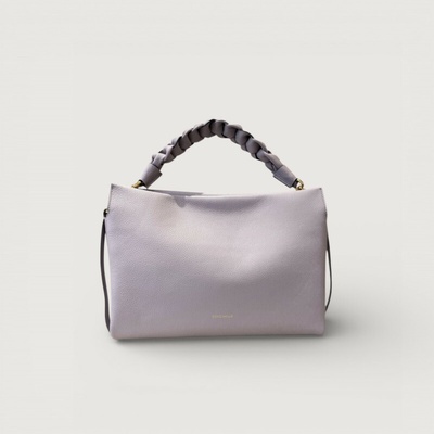 Coccinelle BOHEME GRANA DOUBLE MEDIUM kožená kabelka Oyster/Pearl