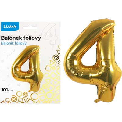Luma Balónek fóliový č.4, 101cm, zlatý