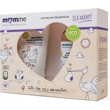 MomMe Pro maminky sada zpevňující sérum na poprsí 150 ml jemný mycí gel na tělo a intimní hygienu 150 ml