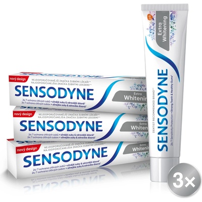 Sensodyne Extra Whitening bieliaca s fluoridom pre citlivé zuby 3x75 ml
