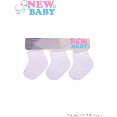 New Baby Dojčenské pruhované ponožky biele 3ks