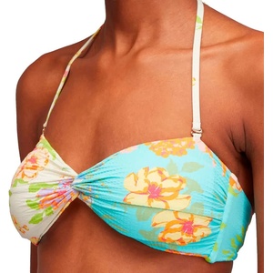 SUNDEK Quartz flower bunch printed band bikini top - Blue / Grey (Calla)
