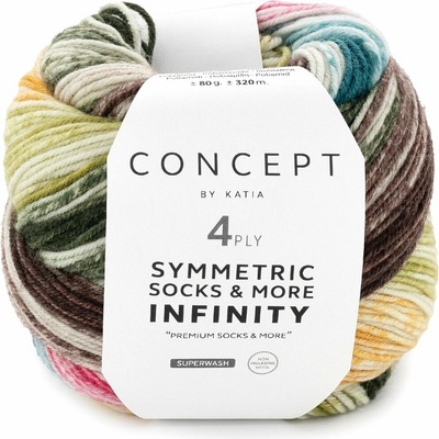 SYMMETRIC INFINITY SOCKS Katia Farby SYMMETRIC INFINITY SOCKS: 94 hnedá-zelená-žltá-koralová-tyrkysová