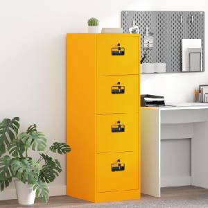vidaXL Кабинет за файлове с чекмедже Горчично жълто 44 x 50 x 139 см (3406157)