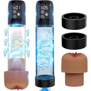 Paloqueth Automatic Powerfull Digital Penis Pump with Vagina Sleeve Brown