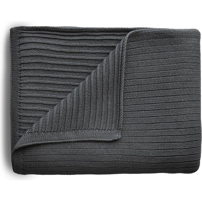 Mushie pletená detská deka Pásiková dark gray