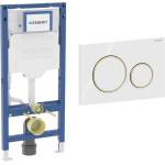Geberit Вградена система за WC Geberit Duofix Sigma, с комплект за фиксиране и бутон Sigma20, бяло-златно (111.928.00.6+115.882.KK.1)
