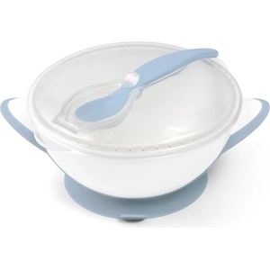 Babyono Купа с капак и лъжичка Babyono - Синя, 300 ml (5901435413753)