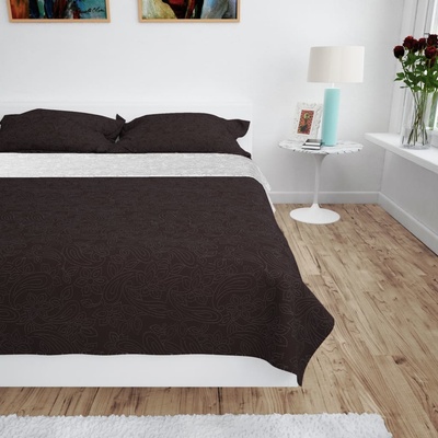 Greatstore přehoz na postel oboustranný prošívaný hnědo-krémový 230 x 260 cm
