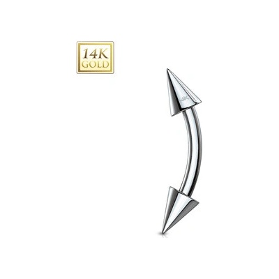 Šperky4U Zlatý piercing do obočí kónus 1,2 x 8 mm Au 585/1000 - ZL01139-1208-WG